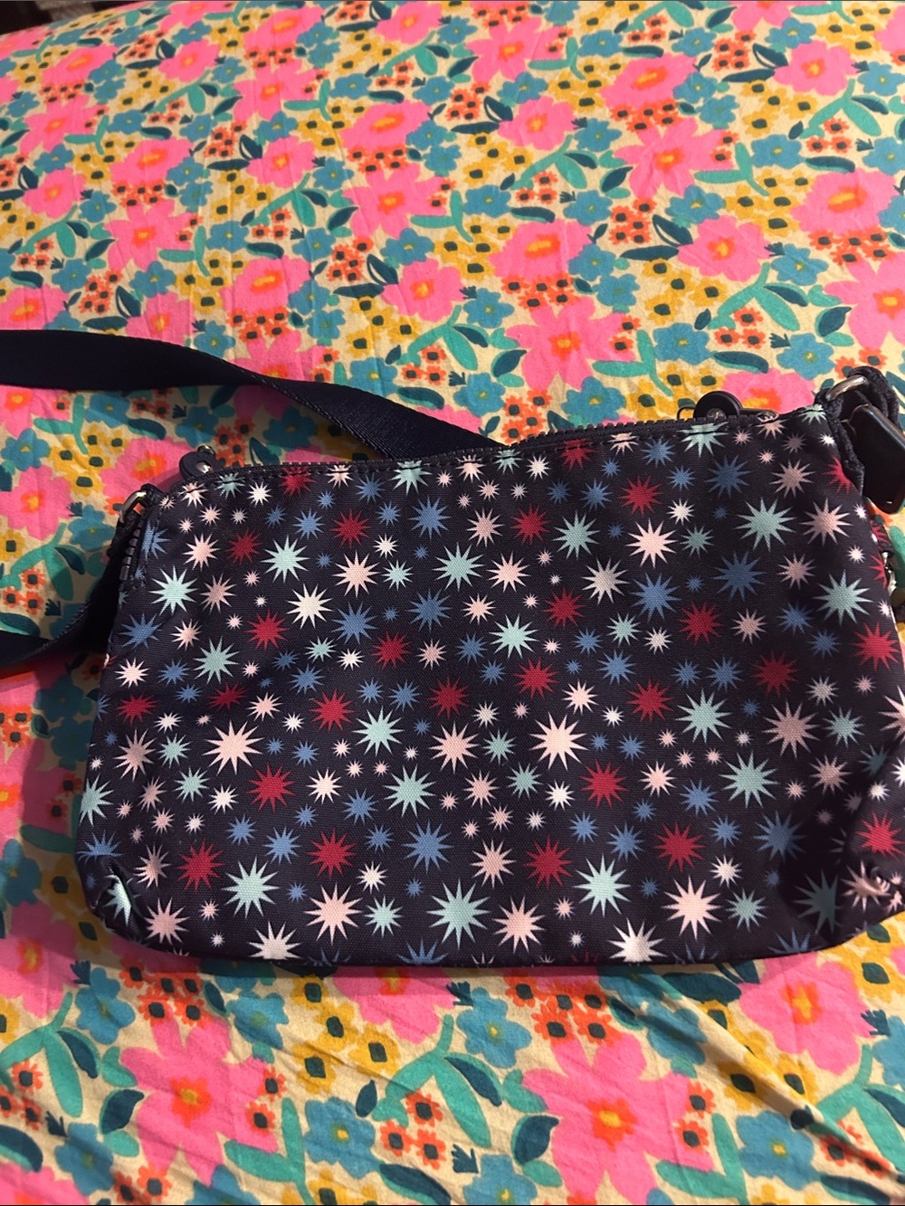 Kipling Navy Crossbody with Multicolor Starburst Print - Picture 7 of 8